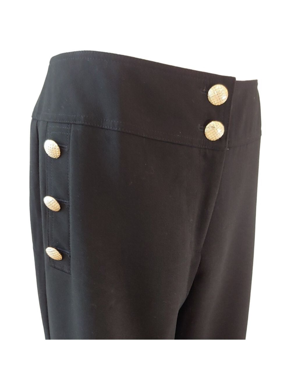 Chico's Nautical Black Dress Cropped Pants with Button Detail size 2.5 (14) NWT - Picture 6 of 17